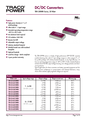 TEN20-4813WIN Datasheet PDF TRACO Electronic AG