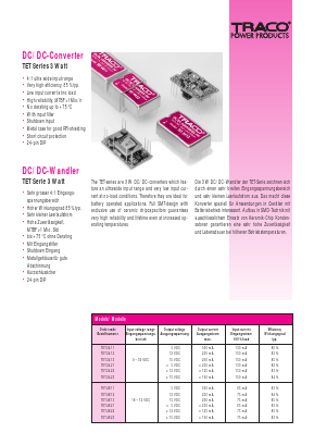TET4813 Datasheet PDF TRACO Electronic AG