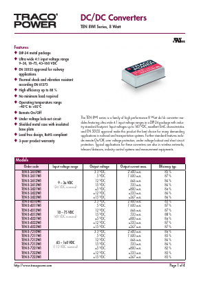 TEN8-2410WI Datasheet PDF TRACO Electronic AG
