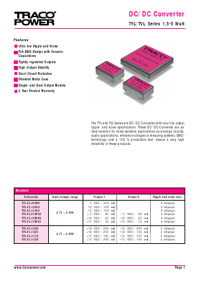 TVL05-1516 Datasheet PDF TRACO Electronic AG