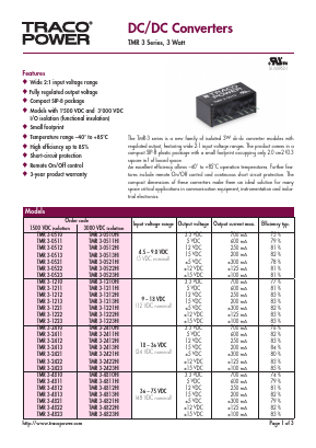 TMR3-2410 Datasheet PDF TRACO Electronic AG