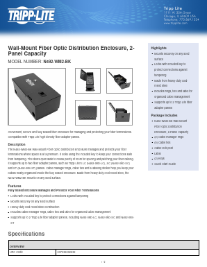 N492-WM2-BK Datasheet PDF Tripp Lite. All Rights Reserved