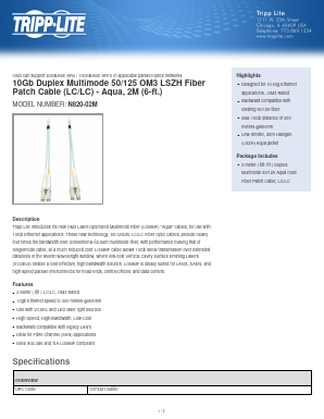 N820-02M Datasheet PDF Tripp Lite. All Rights Reserved