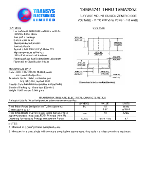 1SMA4741 Datasheet PDF Transys Electronics Limited