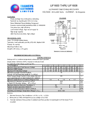 UF1608 Datasheet PDF Transys Electronics Limited