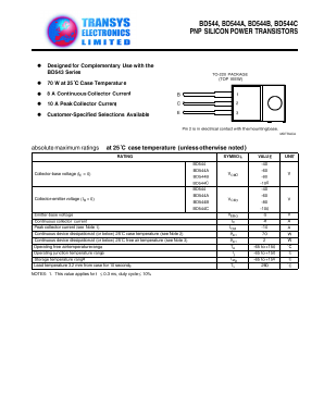 BD544B Datasheet PDF Transys Electronics Limited