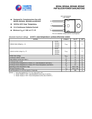 BDV64C Datasheet PDF Transys Electronics Limited