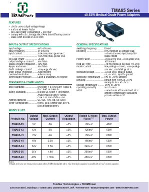 TMA65-15 Datasheet PDF Tumbler Technologies + TRUMPower