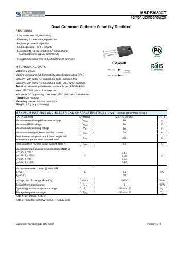MBRF3080CT Datasheet PDF TSC Corporation