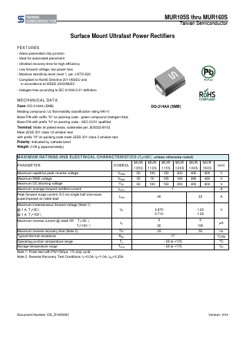 MUR140SHR4 Datasheet PDF TSC Corporation