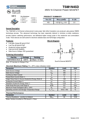 TSM1N45DCSRL Datasheet PDF TSC Corporation