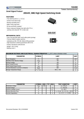 1SS400-L0RSG Datasheet PDF TSC Corporation