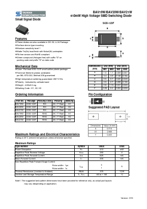 BAV19W Datasheet PDF TSC Corporation