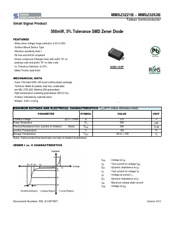 MMSZ5221BRHG Datasheet PDF TSC Corporation