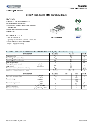 TS4148CRZG Datasheet PDF TSC Corporation