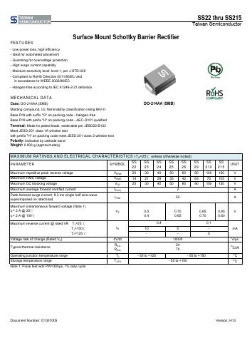 SS210 Datasheet PDF TSC Corporation