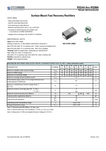 RS2KAR2 Datasheet PDF TSC Corporation