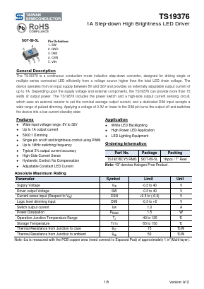 TS19376CY5RMG Datasheet PDF TSC Corporation