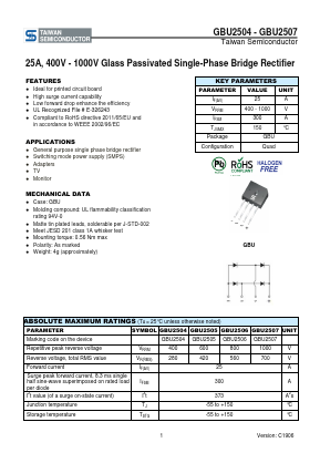 GBU2505D2 Datasheet PDF TSC Corporation
