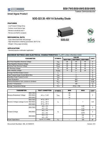 B5817WS-M0RQG Datasheet PDF TSC Corporation