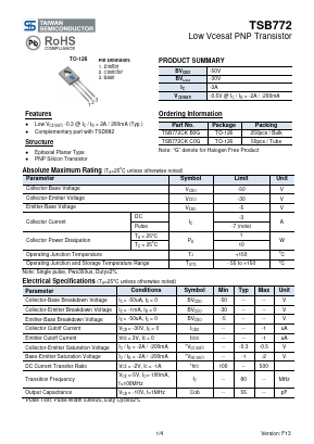 TSB772CKB0G Datasheet PDF TSC Corporation