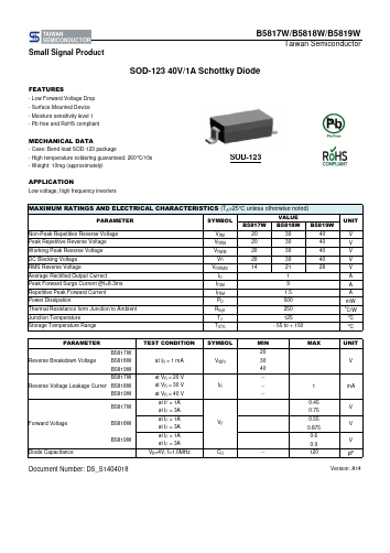 B5817WRBG Datasheet PDF TSC Corporation