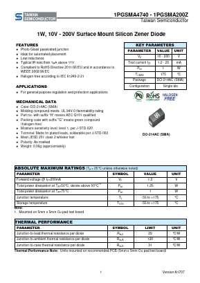 1PGSMA200Z Datasheet PDF TSC Corporation