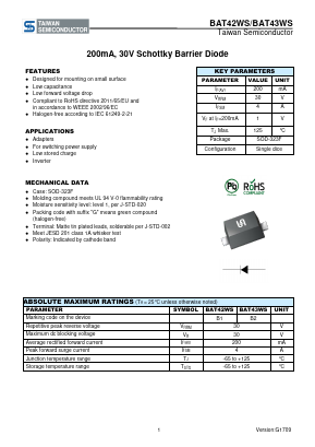 BAT43WS Datasheet PDF TSC Corporation