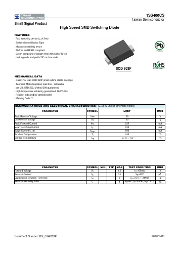 1SS400CS-M0RTG Datasheet PDF TSC Corporation