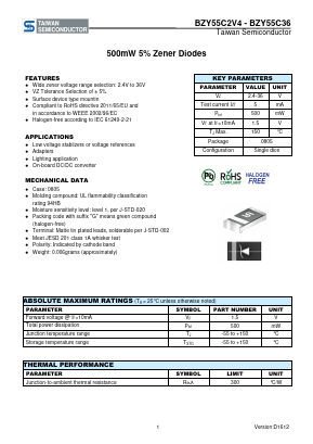 BZY55C2V4RBG Datasheet PDF TSC Corporation