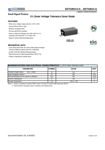 BZT52B2V4-GRBG Datasheet PDF TSC Corporation