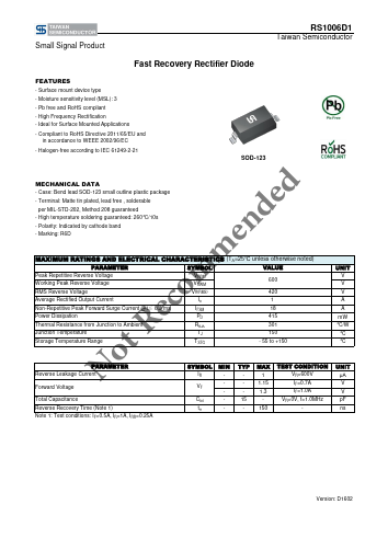 RS1006D1RIG Datasheet PDF TSC Corporation