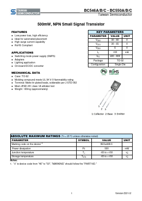 BC546A Datasheet PDF TSC Corporation