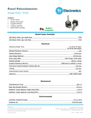 P232-DEA20AR500K Datasheet PDF TT Electronics.