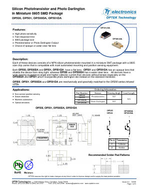 OP501 Datasheet PDF TT Electronics.