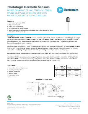 OPL811 Datasheet PDF TT Electronics.