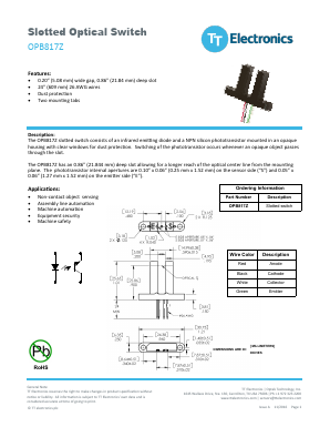 OPB817Z Datasheet PDF TT Electronics.