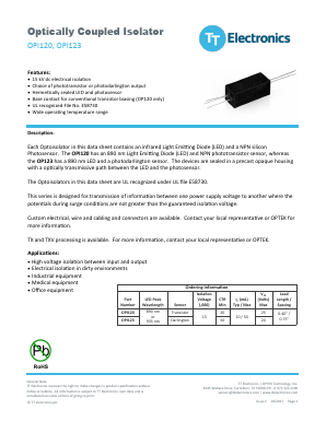 OPI120 Datasheet PDF TT Electronics.
