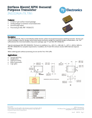2N2222AUA Datasheet PDF TT Electronics.