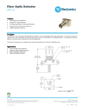 OPF422 Datasheet PDF TT Electronics.