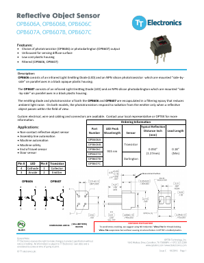 OPB606B Datasheet PDF TT Electronics.