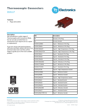 DS3117 Datasheet PDF TT Electronics.