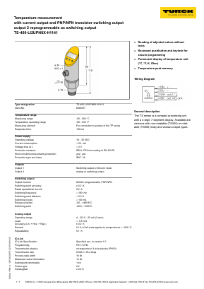 TS-400-LI2UPN8X-H1141 Datasheet PDF Turck, Inc.