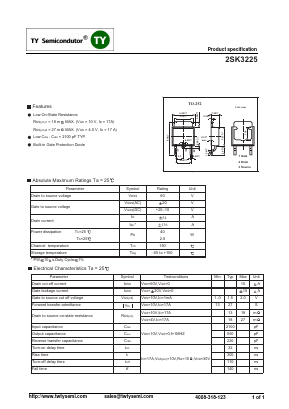2SK3225 Datasheet PDF TY Semiconductor