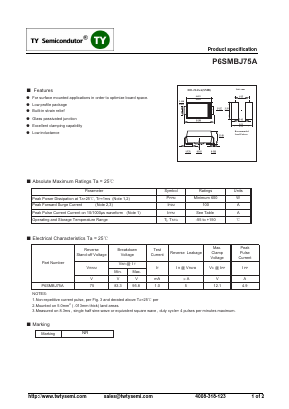 P6SMBJ14A Datasheet PDF TY Semiconductor