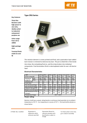 CRG06031M0 Datasheet PDF TE Connectivity