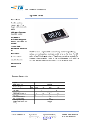 CPF1210B499RC1 Datasheet PDF TE Connectivity