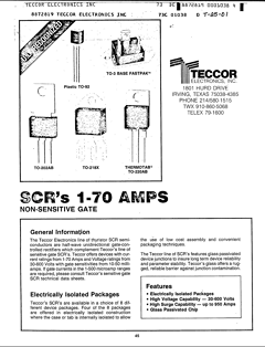 S1008F1 Datasheet PDF Teccor Electronics