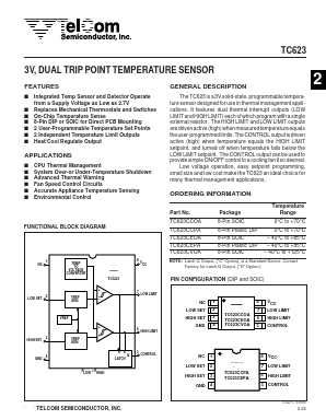 TC623 Datasheet PDF TelCom Semiconductor Inc => Microchip