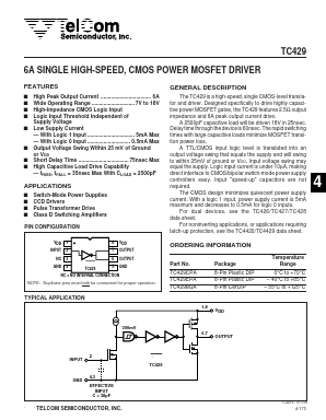 TC429CPA Datasheet PDF TelCom Semiconductor Inc => Microchip